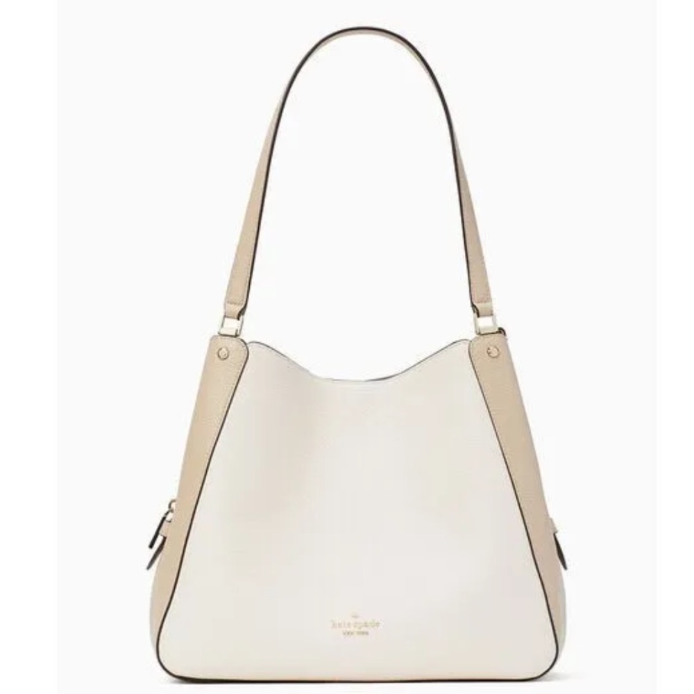 NWT Kate Spade Leila Medium Triple Compartment Shoulder Bag Light Sand beige